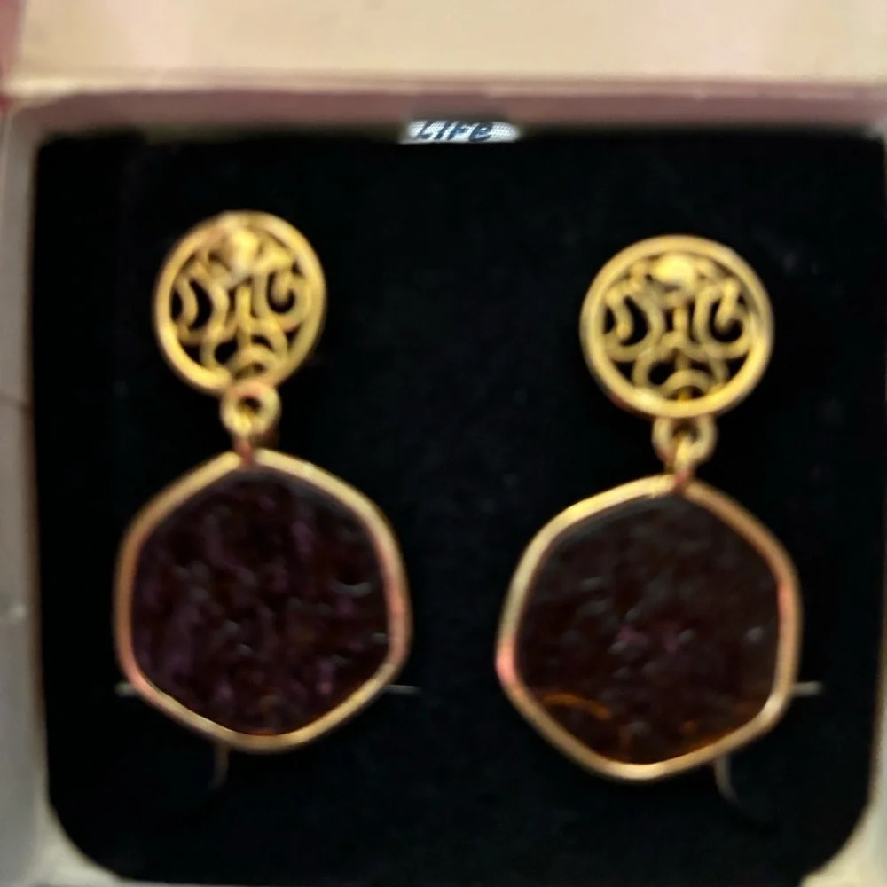 Vintage‎ Signed Sarah Coventry 1974 Taste Of Honey Gold Tone Clip Earrings w/Box
